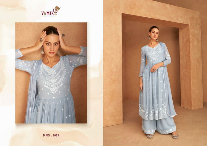 Shhirat By Vamika Georgette Kurti With Palazzo Dupatta Wholesale Clothing Suppliers In India
